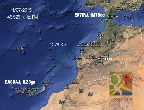 Un comunicado en VHF entre dos estaciones distantes 1.278 Km.