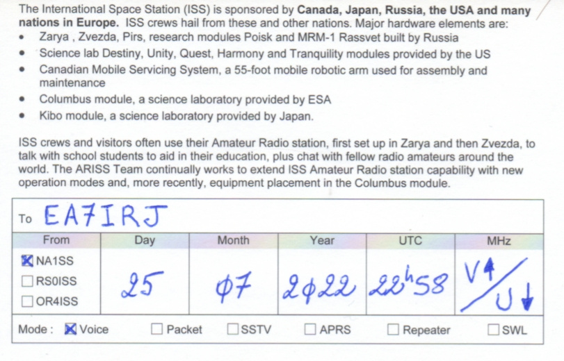 QSL NA1SS ISS