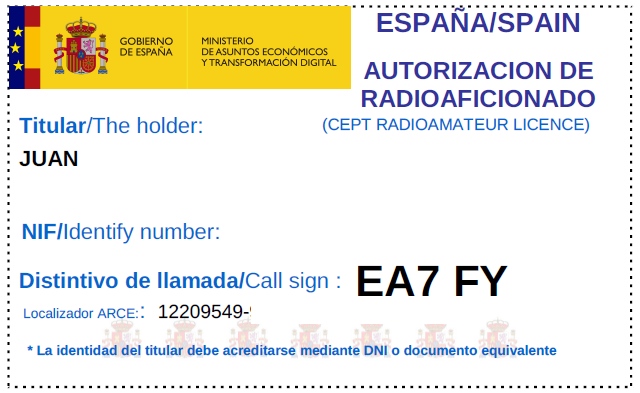 EA7FY, mi nuevo distintivo de llamada con sufijo de dos letras