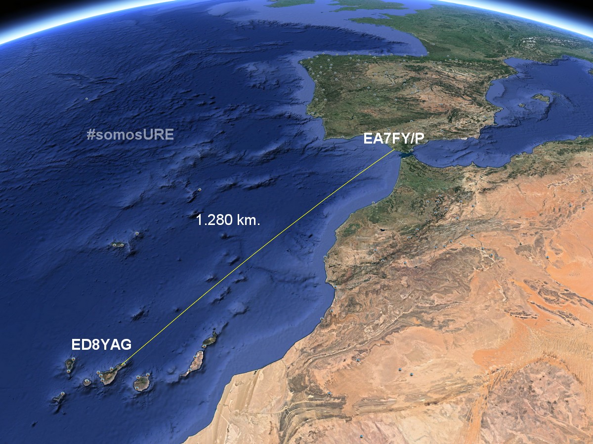 EA7FY/P y EA8DFZ, vía ED8YAG: 1.288 km.