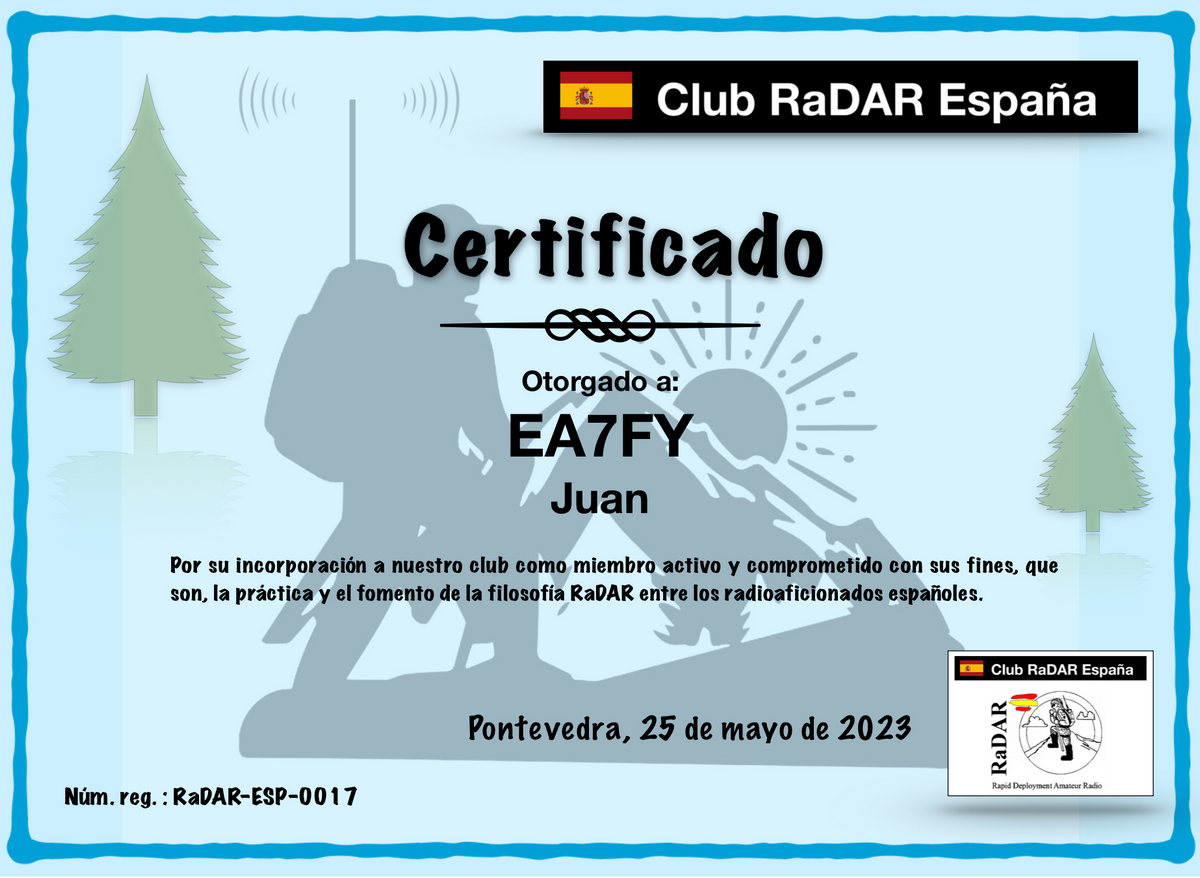 Certificado del Club RaDAR España